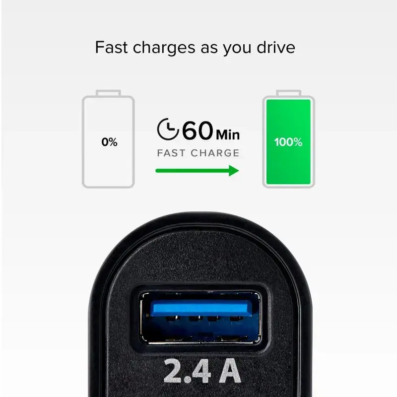 Cargador de coche SBS Mobile TECR2USB24AFAST — cargador USB para coche, alimentación por mechero, universal, negro