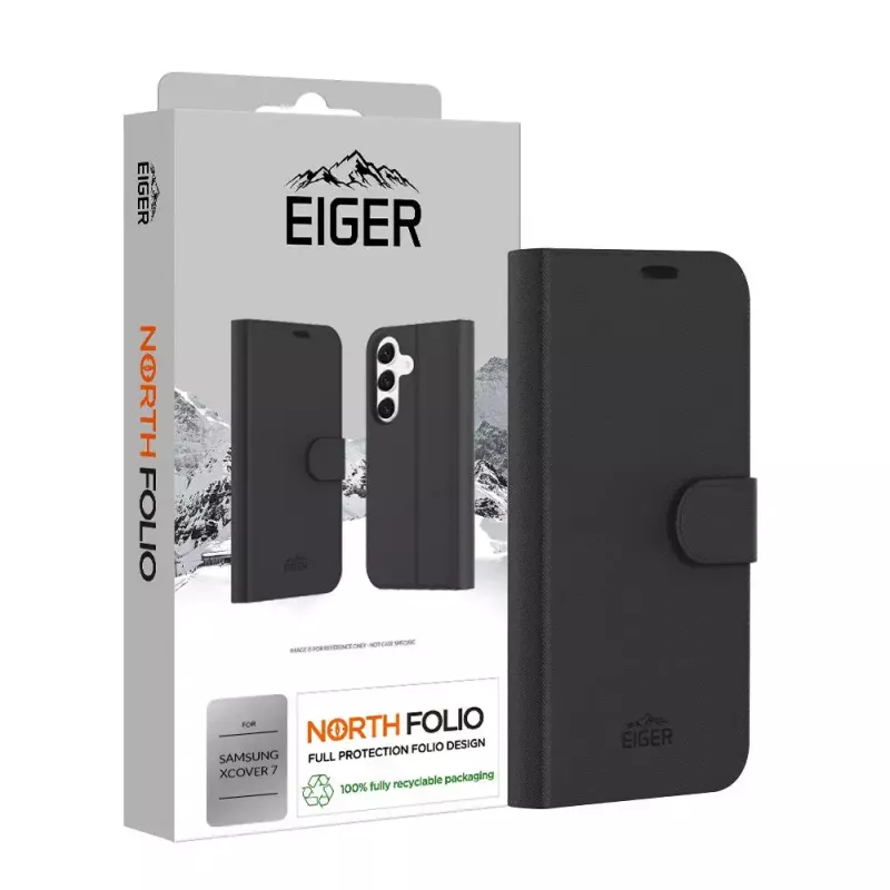 Funda tipo cartera EIGER EGCA00591 para Samsung Galaxy Xcover7 16.8 cm Negra