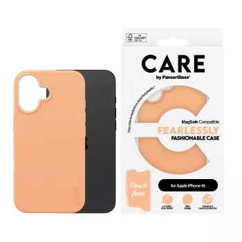 Funda PanzerGlass CARE by ® funda moderna Peachy w. MagSafe iPhone 16 Transparente