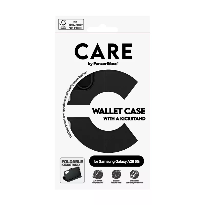 Funda cartera PanzerGlass Samsung Galaxy A26 5G negra con soporte