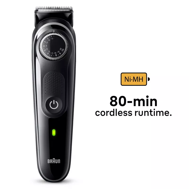 Recortador de barba Braun BeardTrimmer 3 BT3440, lavable, batería, negro