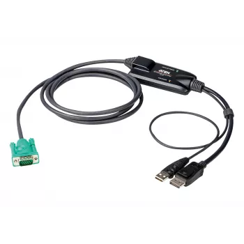 Convertidor de consola DisplayPort ATEN, 1,8 m, USB, DisplayPort, negro, USB Type-A + DisplayPort, SPHD-15