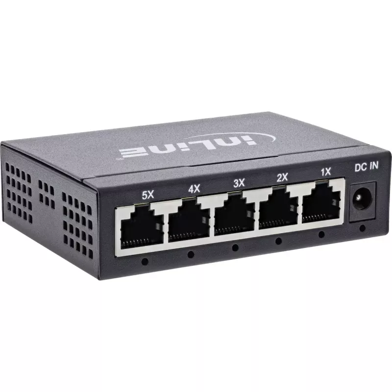 Switch de red Gigabit InLine 5 puertos, 1 Gb/s, sobremesa, carcasa metálica, sin ventilador