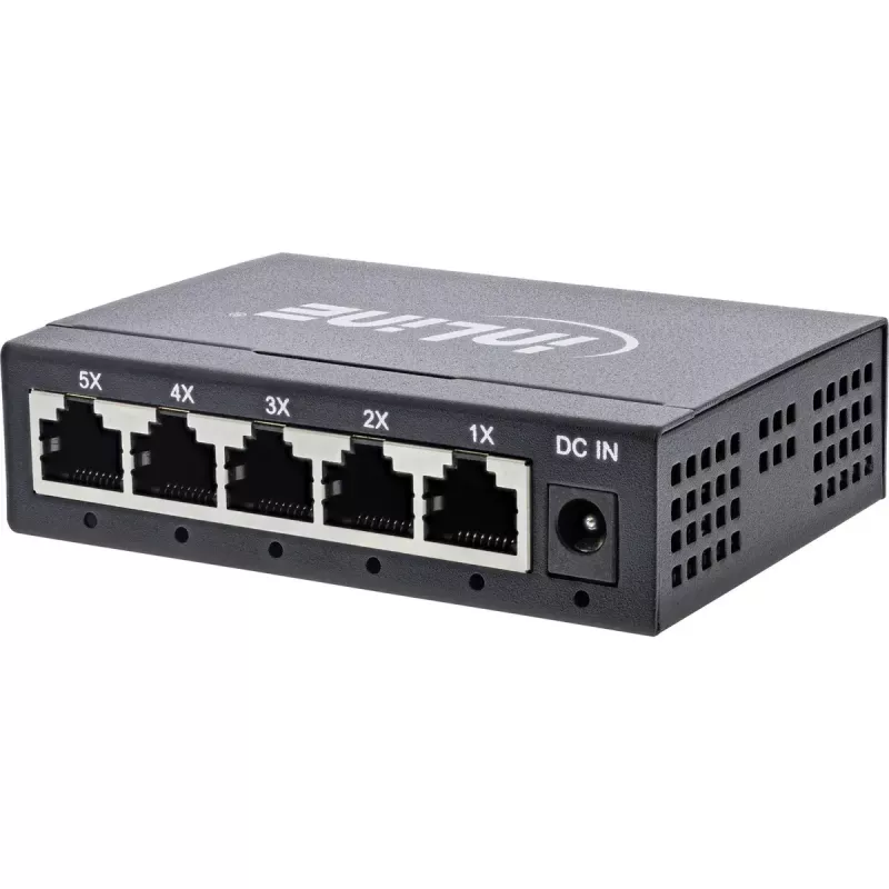 Switch de red Gigabit InLine 5 puertos, 1 Gb/s, sobremesa, carcasa metálica, sin ventilador