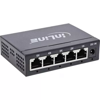 Switch de red Gigabit InLine 5 puertos, 1 Gb/s, sobremesa, carcasa metálica, sin ventilador
