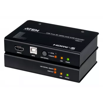 Extensor KVM AV ATEN CE801 — USB True 4K HDMI sobre Cat6 (4K @ 70 m / FHD @ 100 m), HDMI y USB Type-A, negro
