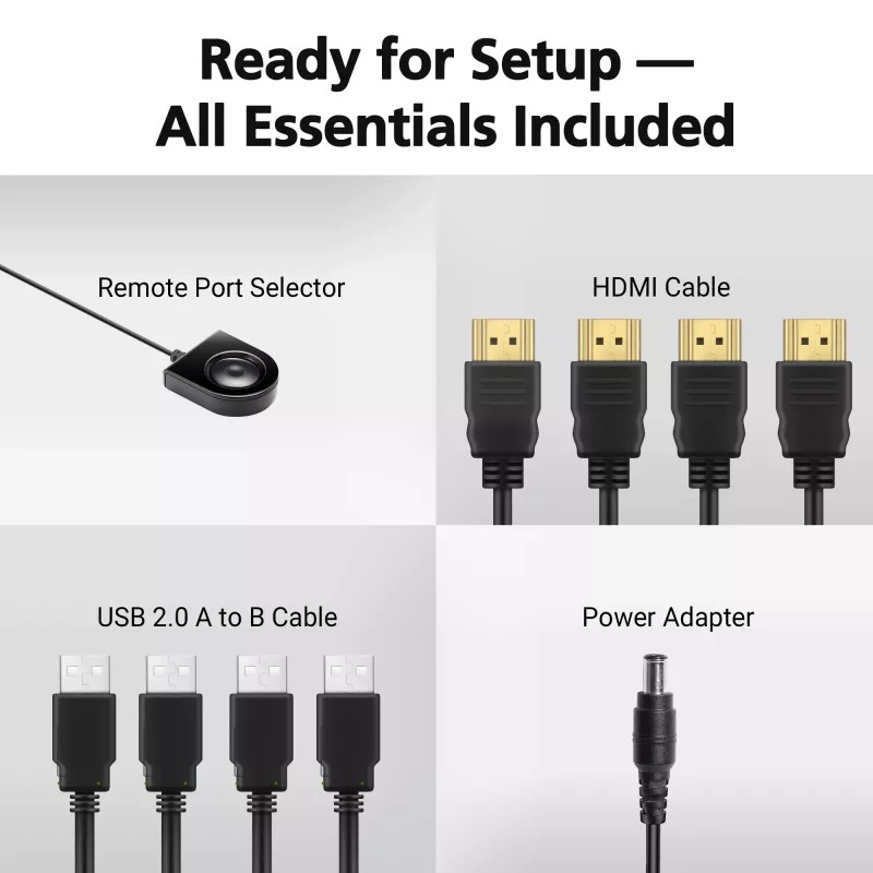 Conmutador KVMP ATEN 4 puertos USB 4K HDMI USB teclado ratón vídeo