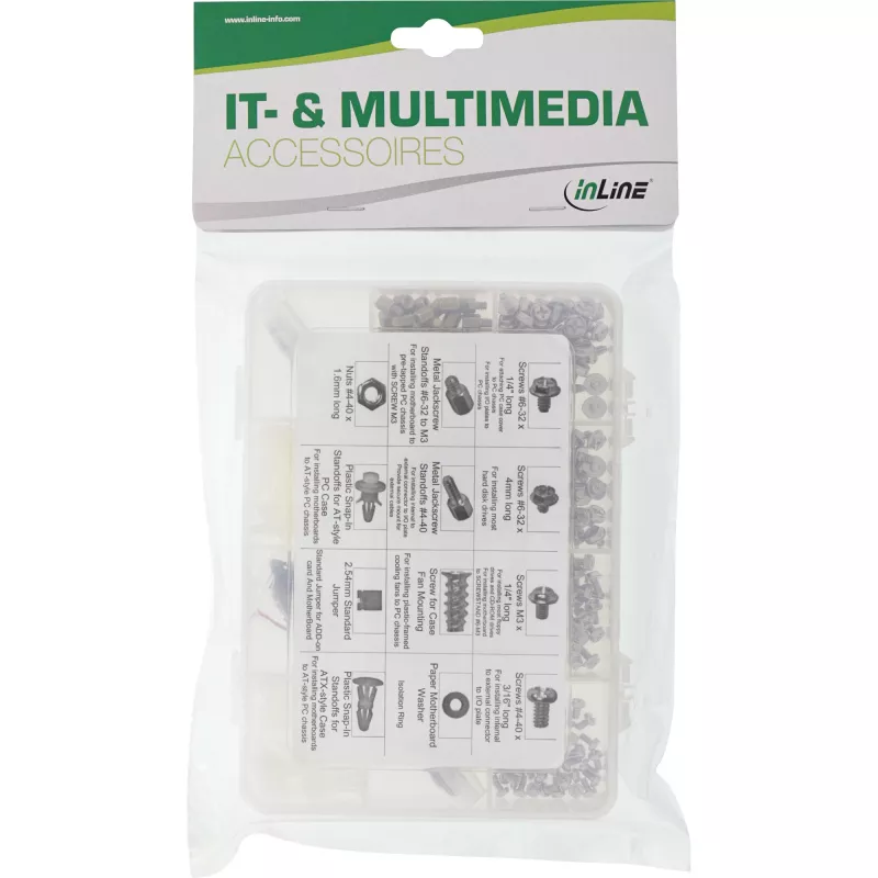 Juego de tornillos para PC/servidor InLine en estuche con un total de 550 uds.