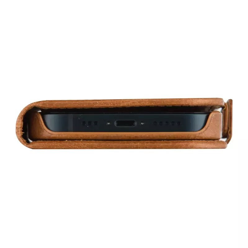 Funda tipo libro dbramante1928 Lynge iPhone 15 Tan monocromática marrón