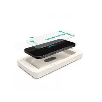 eSTUFF INFINITE iPhone 16 Pro/17 EcoFlex protector de pantalla con bandeja de instalación de papel. Titan Shield