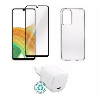 eSTUFF ES-KIT-SAMGALA535G Kit de accesorios para Samsung Galaxy A53 5G (cargador, funda, cristal protector de pantalla)