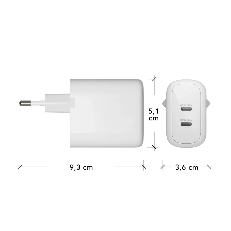 dbramante1928 re-charge Pro – cargador de pared UE – 2x USB-C 30W – W