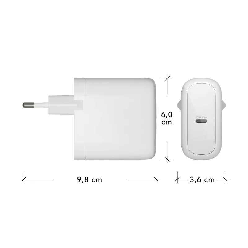 dbramante1928 re-charge Pro - cargador de pared UE USB-C 65 W - W, interior, AC, blanco