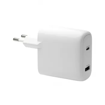 Cargador d bramante re-charge Pro UE – interior AC 110–240 V, USB‑C 65 W + USB‑A 18 W, blanco