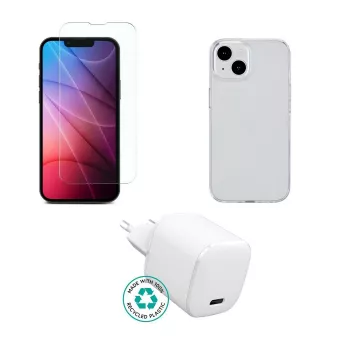 Cargador para dispositivos móviles eSTUFF ES-KIT-IPH14 USB Type-C interior AC transparente blanco