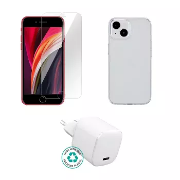 Cargador móvil eSTUFF ES-KIT-IPHSE(2022) interior AC transparente blanco USB Type-C