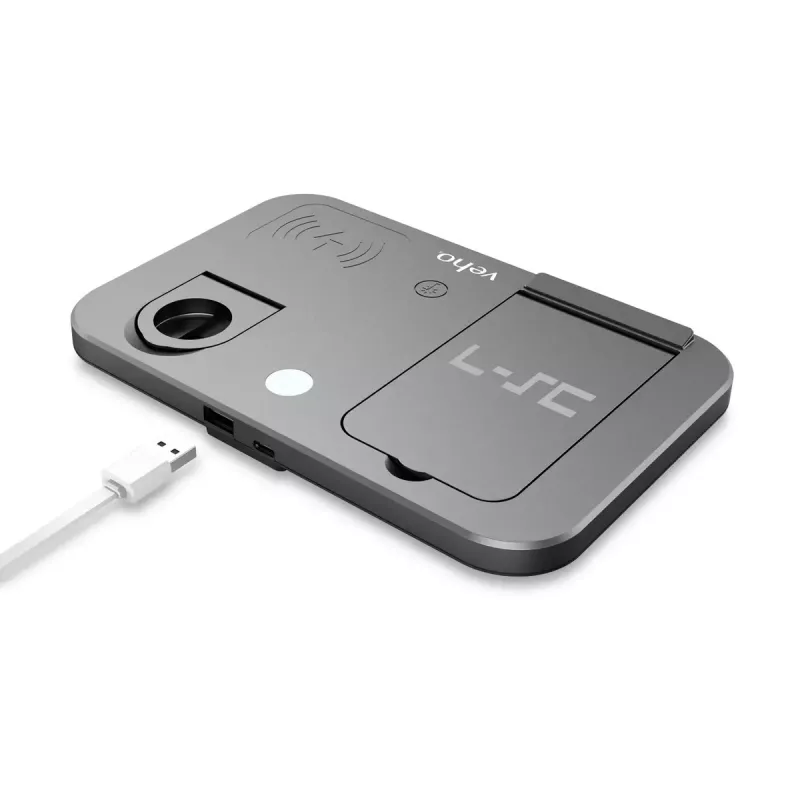 Veho DS-7 estación de carga múltiple inalámbrica Qi plateada USB Type-C 10W