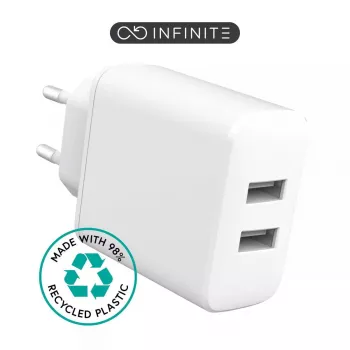 Cargador de interior eSTUFF ES637005 smartphone blanco 2 puertos USB 5V