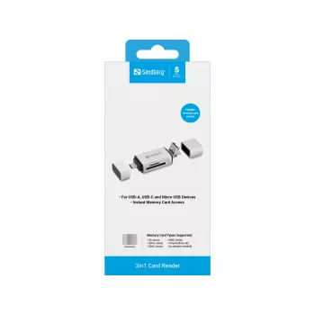 Sandberg lector de tarjetas USB-C+USB+MicroUSB