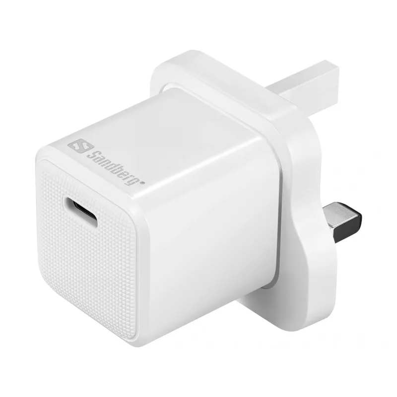 Cargador USB-C SANDBERG 441-64 20W enchufe UK – carga rápida con USB Power Delivery