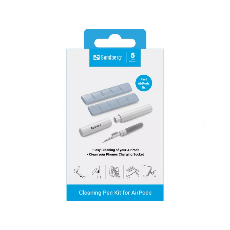 Kit de limpieza Sandberg Cleaning Pen Kit para Airpods gris blanco