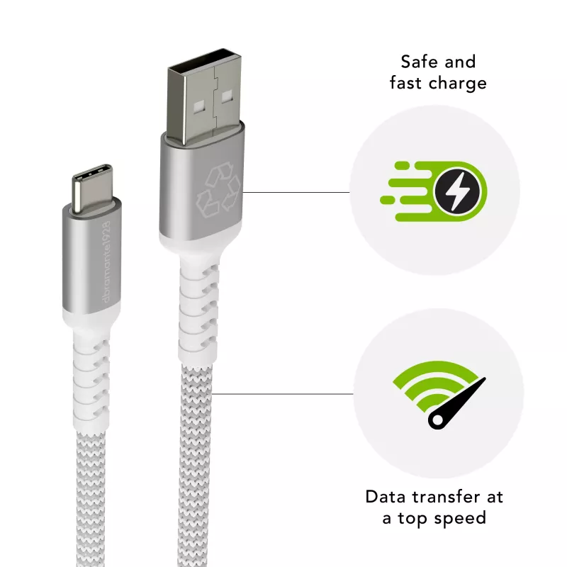 dbramante1928 re-charge Pro - Cable BRD de 1,2 m USB-A a USB-C -W