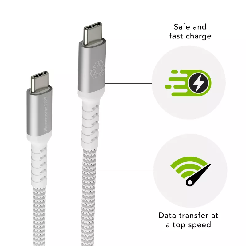 dbramante1928 re-charge Pro – Cable BRD de 1,2 m USB-C a USB-C 100W-W