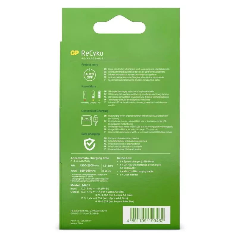 Cargador de baterías GP Batterien GP M451