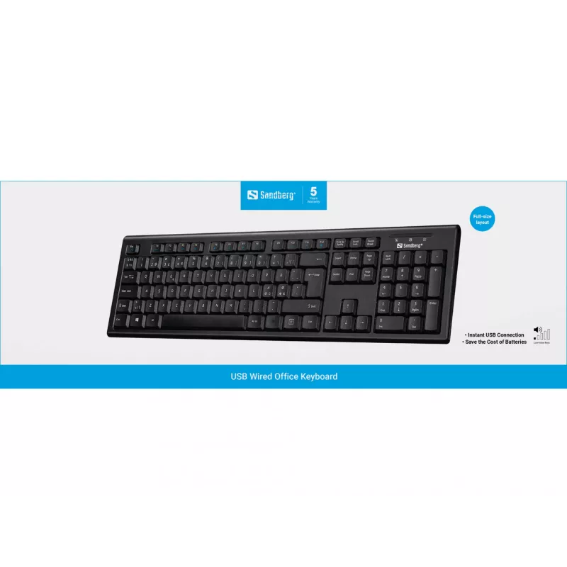Teclado de oficina con cable USB Sandberg Nord