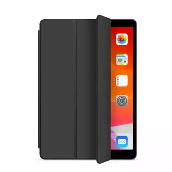 Funda tipo folio eSTUFF DENVER para iPad 9.7 2018/2017 – piel sintética negra/transparente