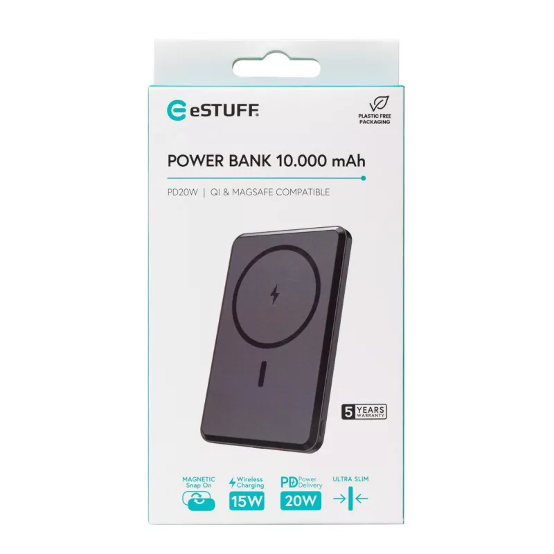 Batería externa eSTUFF ES641101 10000 mAh carga inalámbrica negra