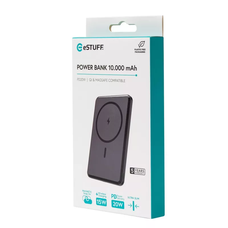 Batería externa eSTUFF ES641101 10000 mAh carga inalámbrica negra