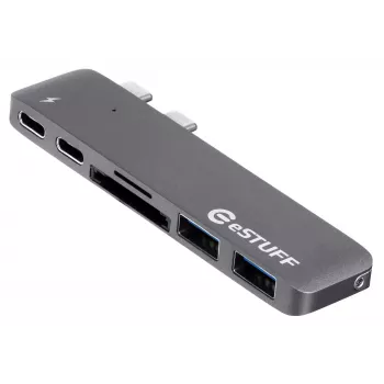 eSTUFF ES84122-Gris hub de interfaces USB 3.2 Gen 1 (3.1 Gen 1) Type-C 5000 Mbit/s