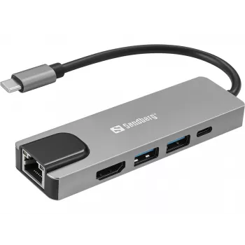 Sandberg USB-C 5in1 Travel Dock Saver con cable USB 3.2 Gen 1 100W