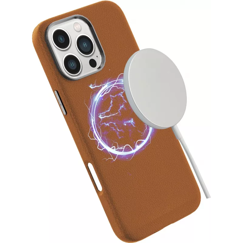 eSTUFF INFINITE VENICE funda magnética de piel para iPhone 16 Pro, marrón