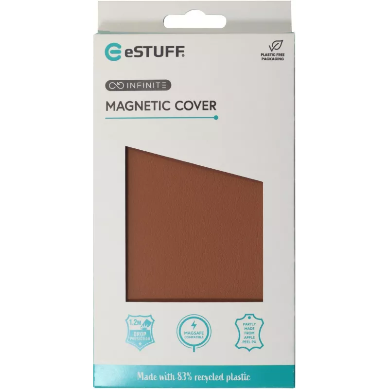 eSTUFF INFINITE VENICE funda magnética de piel para iPhone 16 Pro, marrón