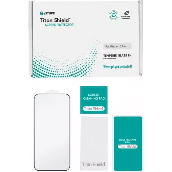 Protector de pantalla transparente eSTUFF ES501423-50BULK Apple iPhone 16 Pro resistente a arañazos e irrompible