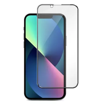 Protector de pantalla de vidrio templado eSTUFF Titan Shield para Apple iPhone 13 / 13 Pro / 14 — cobertura completa, marco Negro
