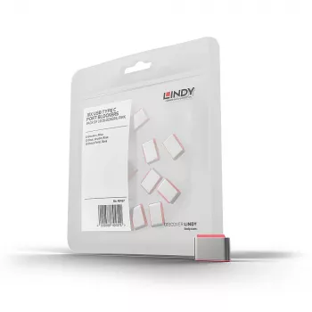 Bloqueador de puerto USB Type-C Lindy (sin llave) – pack de 10, Rosa
