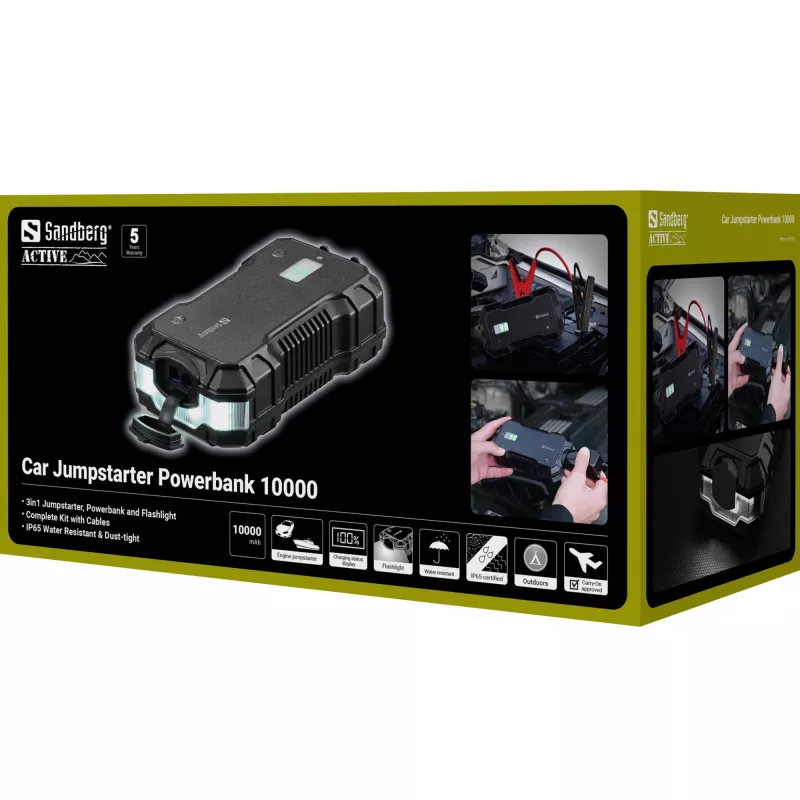 Batería externa de arranque para coche Sandberg 10000 mAh USB Type-A Type-C Negra