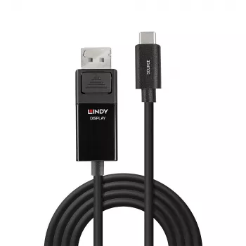 Cable adaptador USB Type-C a DP 8K60 Lindy 3 m, 3 m, USB Type-C, DisplayPort, macho, macho, recto