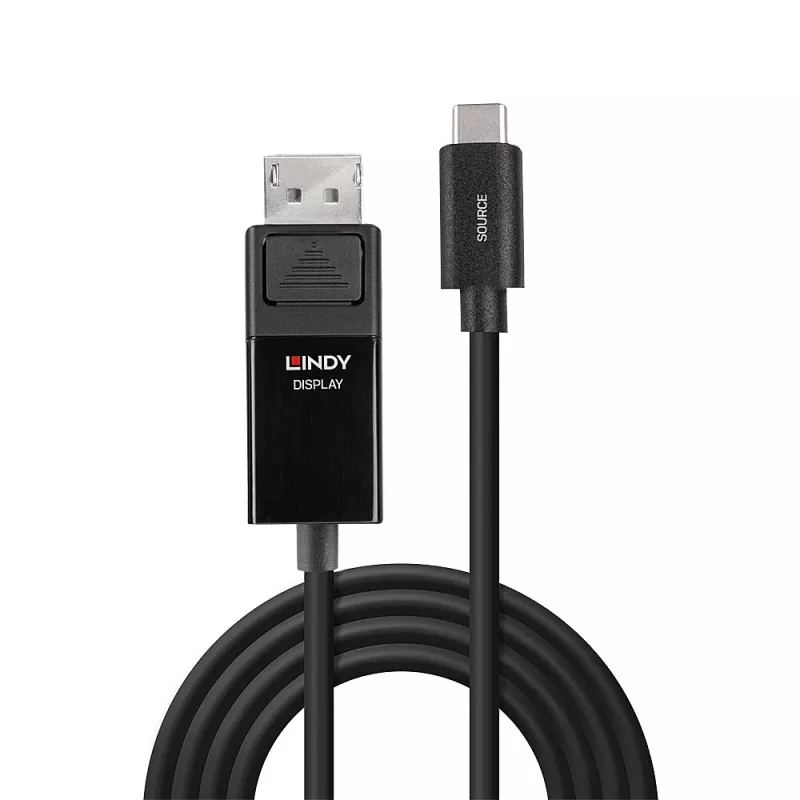 Cable adaptador USB Type-C a DP 8K60 Lindy 3 m, 3 m, USB Type-C, DisplayPort, macho, macho, recto