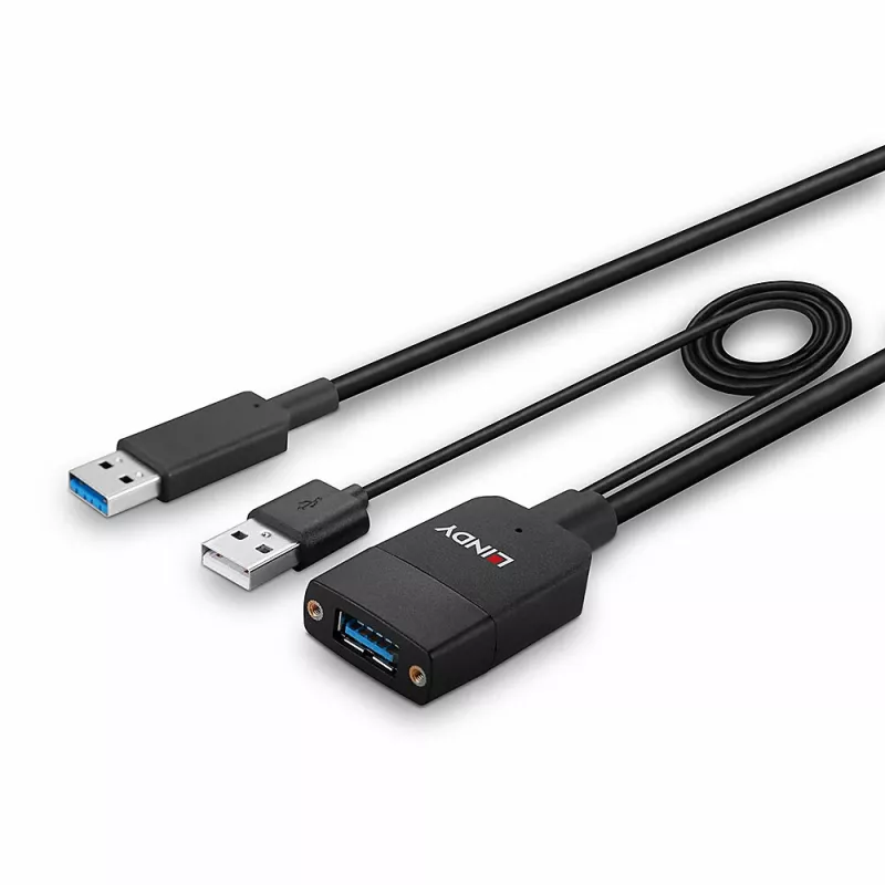 Cable USB 3.2 Gen 2 Type-A híbrido Lindy 35 m negro ABS