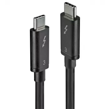 Cable Thunderbolt 3 Lindy 0,5 m, pasivo, 0,5 m, USB-C, USB-C, USB 3.2 Gen 1 (3.1 Gen 1), macho/macho, negro