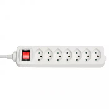Alargador de corriente Lindy 73168 7 tomas de CA para uso en interior blanco