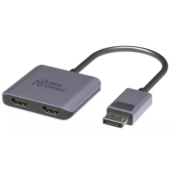 Adaptador DisplayPort a 2x HDMI MicroConnect MC-DP-2XHDMI, doble HDMI conector hembra, compatible con 4K