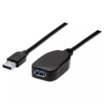 Manhattan cable alargador USB-A a USB-A, 5 m, conector macho a conector hembra, activo, 5 Gbit/s (USB 3.2 Gen1, también conocido como USB 3.0), repetidor integrado, SuperSpeed USB, negro, tres años de garantía, equivalente a USB2AAEXT5M.