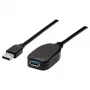 Manhattan cable alargador USB-A a USB-A, 5 m, conector macho a conector hembra, activo, 5 Gbit/s (USB 3.2 Gen1, también conocido como USB 3.0), repetidor integrado, SuperSpeed USB, negro, tres años de garantía, equivalente a USB2AAEXT5M.