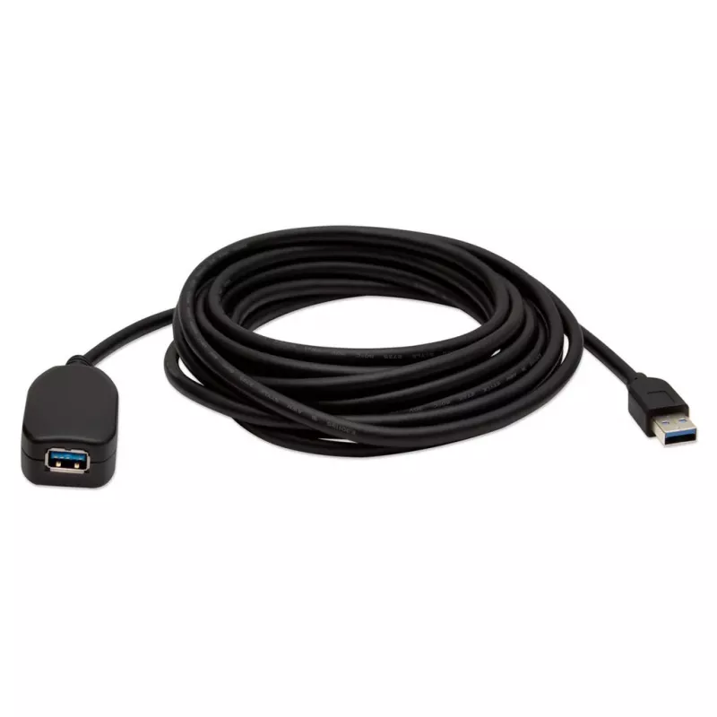 Manhattan cable alargador USB-A a USB-A, 5 m, conector macho a conector hembra, activo, 5 Gbit/s (USB 3.2 Gen1, también conocido como USB 3.0), repetidor integrado, SuperSpeed USB, negro, tres años de garantía, equivalente a USB2AAEXT5M.