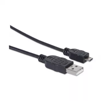 Manhattan cable USB-A a Micro-USB, 1,8 m, conector macho a conector macho, negro, 480 Mbit/s (USB 2.0), Hi-Speed USB, garantía de por vida, equivalente a UUSBHAUB6.